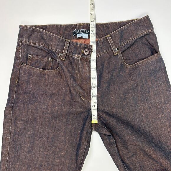 Peruvian Connection Straight Leg Jeans Black & Orange Denim Vintage Pants USA 4 - Picture 7 of 8